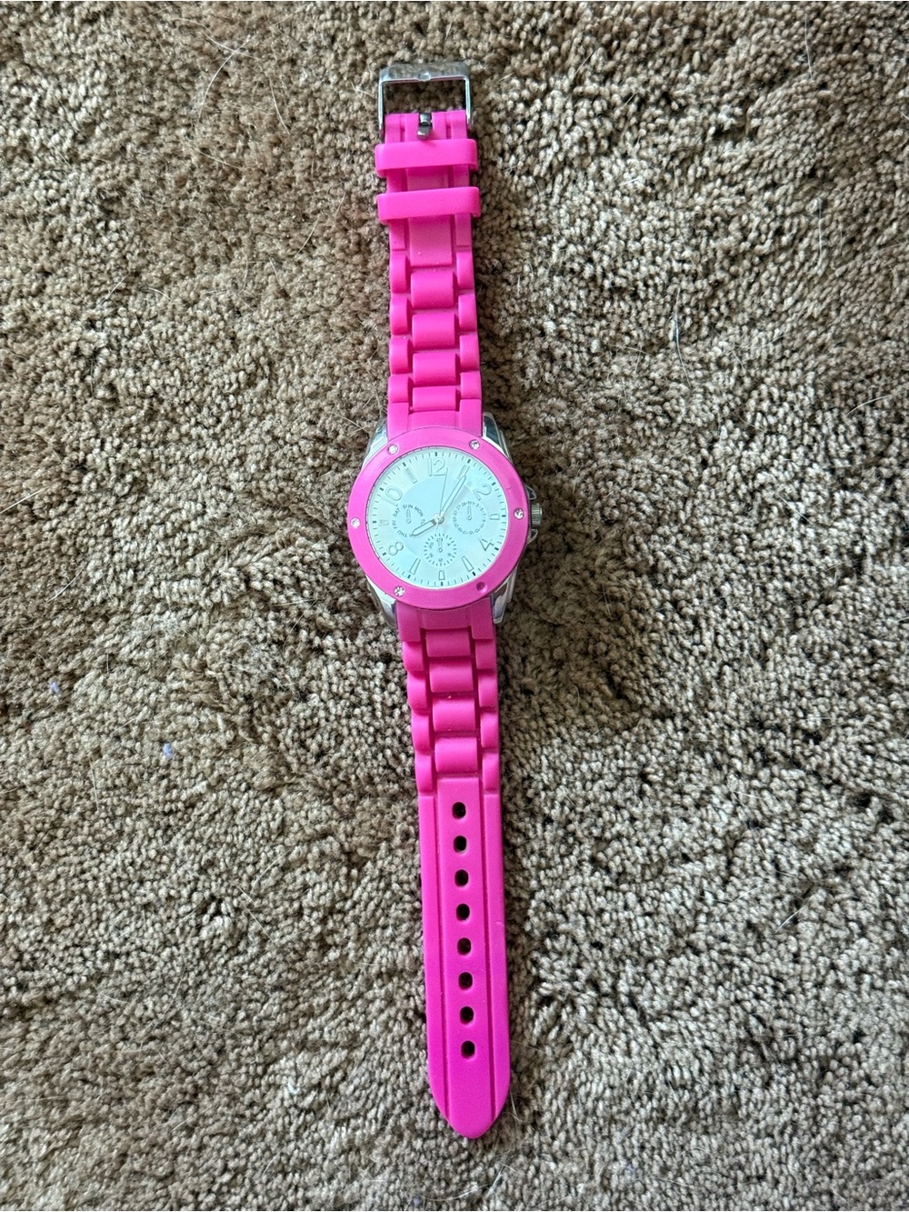 Pink Silicone Strap Watch